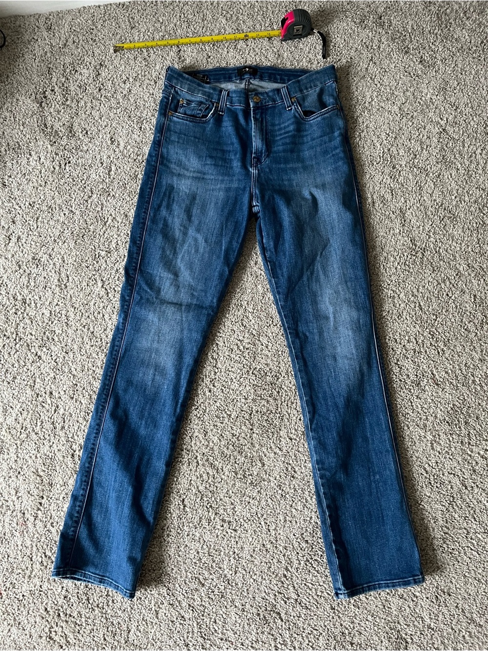 7 For All Mankind Women's Straight Leg Jeans - Dark Blue Wash